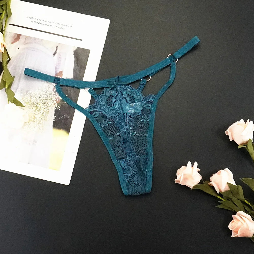 6 stücke Mode Sexy Spitze Tanga Low-taille mit Niedlichen Schleife Unterwäsche Faux Loch Detail Höschen Dessous Atmungsaktive Höschen Persperctive