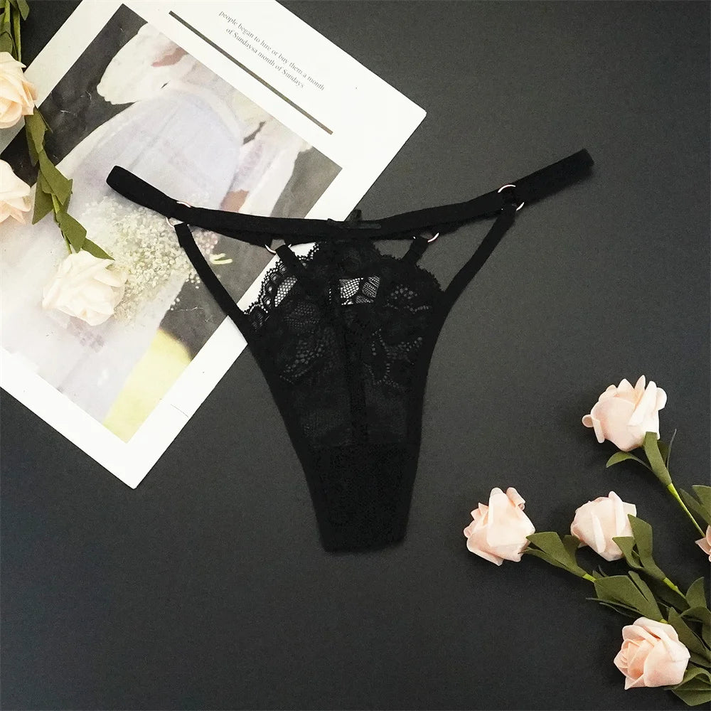 6 stücke Mode Sexy Spitze Tanga Low-taille mit Niedlichen Schleife Unterwäsche Faux Loch Detail Höschen Dessous Atmungsaktive Höschen Persperctive