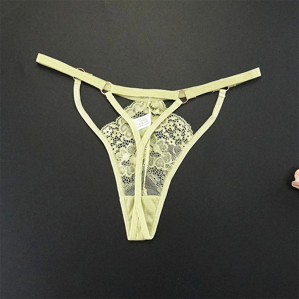6 stücke Mode Sexy Spitze Tanga Low-taille mit Niedlichen Schleife Unterwäsche Faux Loch Detail Höschen Dessous Atmungsaktive Höschen Persperctive